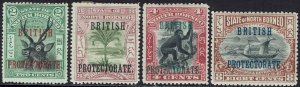 NORTH BORNEO 1901 BRITISH PROTECTORATE OVERPRINTED RANGE TO 8C