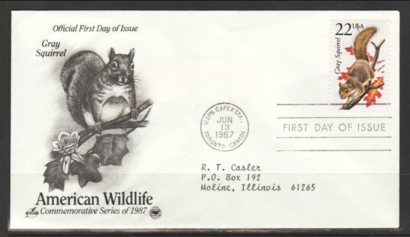 US Grey Squirrel 1987 PCS Typed FDC BIN