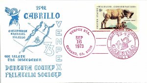 CALIFORNIA CHANNEL ISLANDS CABRILLO 1542 EVENT CACHET COVER VENPEX 1973 {type 2}