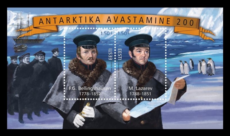 Joint issue 2020 Estonia 975-976 Discovery of Antarctica. Ships Penguins (Estoni