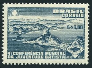 Brazil 745 block/4,MNH.Mi 804. Congress of Baptist Youth,1953.Bay.Rio de Janeiro