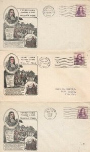 724 3c WILLIAM PENN - Ioor set of 3