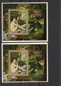 MANAMA 1971 FRENCH PAINTINGS SET OF 2 S/S PERF. & IMPERF. MNH