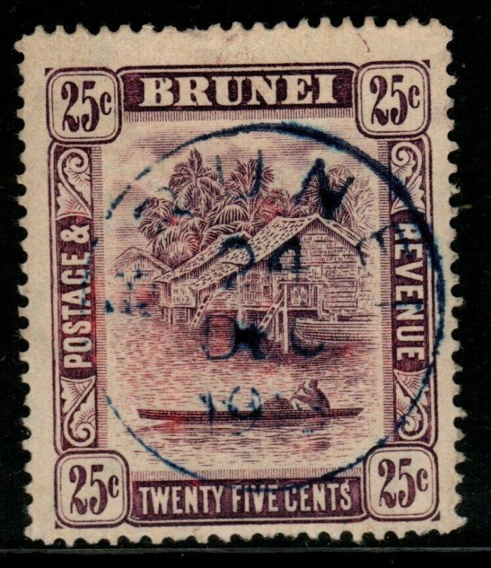 BRUNEI SG43a 1920 25c DEEP DULL PURPLE FINE USED