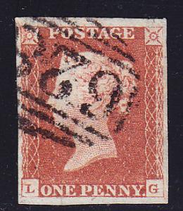 Great Britain QV 1d red brown re-engraved VF/Used