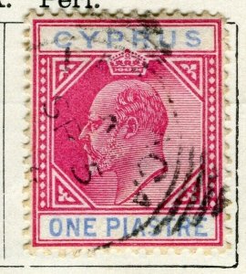 CYPRUS; 1903 early Ed VII issue fine used 1Pi. value