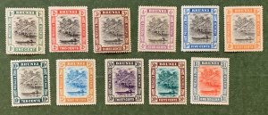 Brunei 1907-10 set of 11.  Unused, toned. Scott 13/36, CV $259.75. SG 23-33