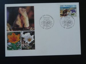 wild animal fauna marmot national park FDC France 1996