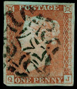 SG12, 1d orange-brown pl 18 WOTTON-UNDER-EDGE MX, FINE USED. Cat £4500. CERT QJ 