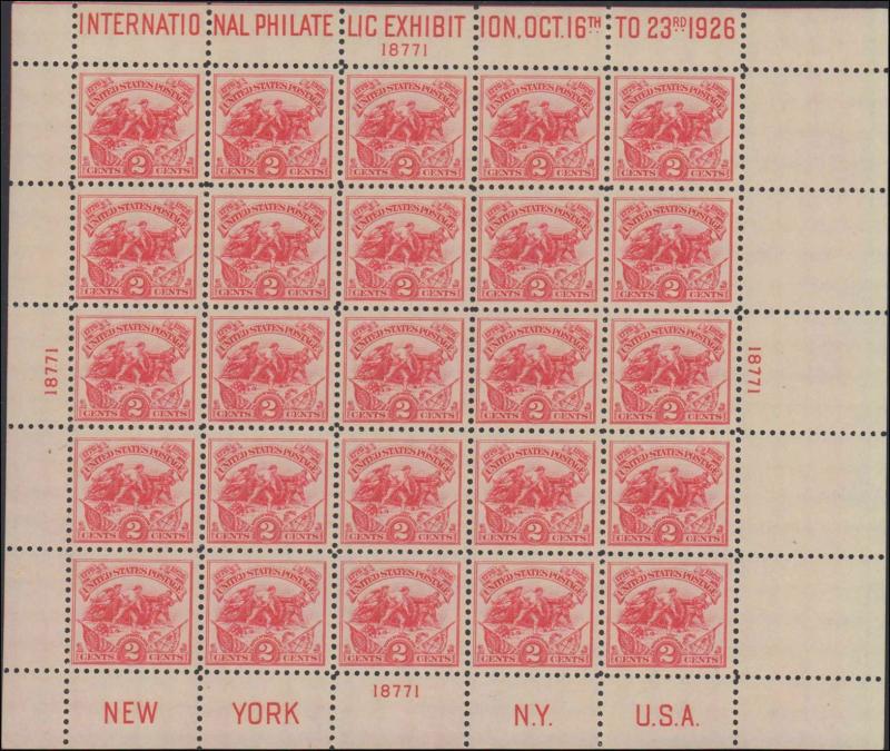 1926 United States #630, Complete Set, Sheet of 25, Never Hinged