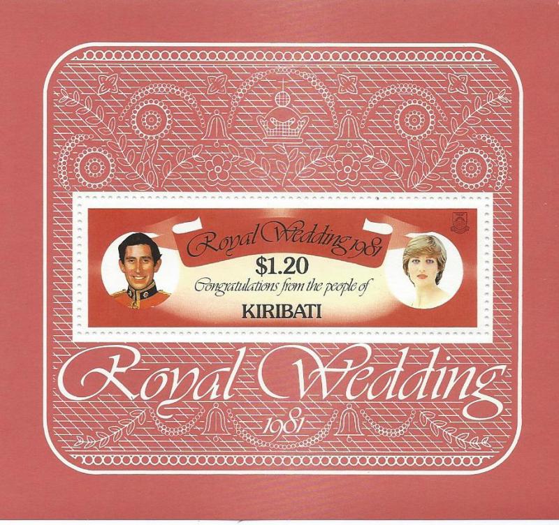 Kiribati #379 $1.20 Royal wedding1981 S/S  (MNH) CV $3.00