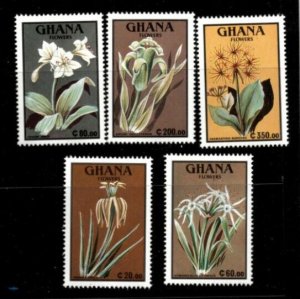 Ghana 1991 - Flowers, Plants - Set of 5 Stamps - Scott #1285-9 - MNH