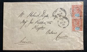 1899 Colombo Ceylon Advertising Tea Gardens Cover To Kingston Canada