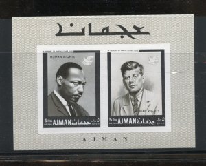 AJMAN  JOHN F. KENNEDY & MARTIN L. KING Jr. IMPERF SOUVENIR SHEET MINT NH