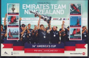 NEW ZEALAND 2021 AMERICAS CUP P SHEET EMIRATES TEAM MNH PO FRESH