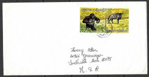 BURUNDI 1971 6fr GORILLA 6fr Gnu Wildlife Cover to USA Sc 359a,359b