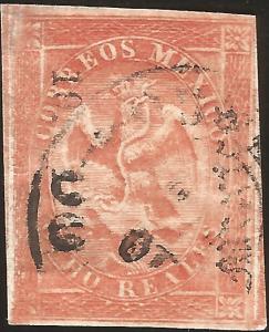 J) 1866 MEXICO, V PERIOD, IMPERIAL EAGLE, CIRCULAR CANCELLATION, 8 REALES, MEXIC