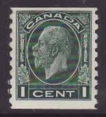 Canada-Sc#205- id8-unused hinge remnant og  1c KGV Medallion coil-1933-guide mar