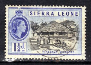 Sierra Leone 1956 QE2 1  1/2d Piassava Workers SG 212 ( K1096 )