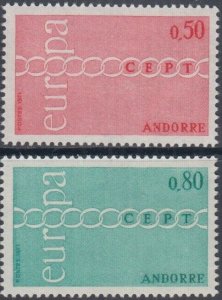 ANDORRA FRENCH ADMIN Sc# 205-6 CPL MNH 1971 EUROPA COMMON DESIGN ISSUE