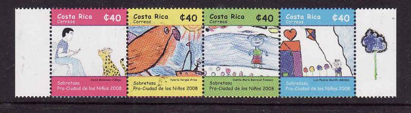 Costa Rica-Sc#RA127-unused NH strip-Child's Art-2008-