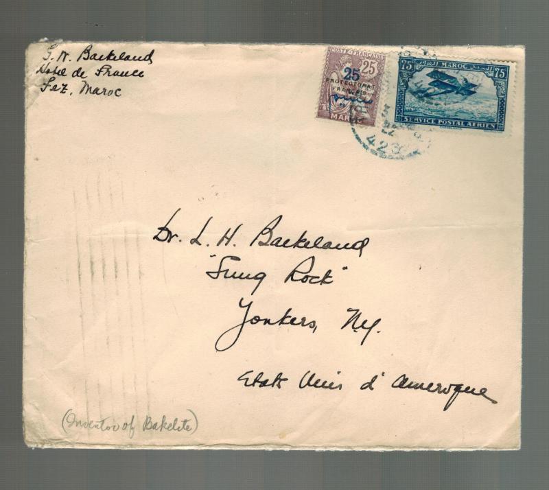 1922 Fez Morocco Airmail cover to USA # C4