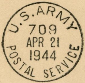 Solomon Islands Guadalcanal APO#709 to New York US Army Postal Service 1944 WWII