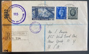 1943 Polish Forces British Army Field Post APO 115 WWII Cover To New York Usa