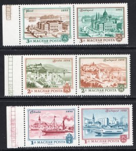 Thematic stamps HUNGARY 1972 BUDA AND PEST 2719/24 IN PAIRS mint