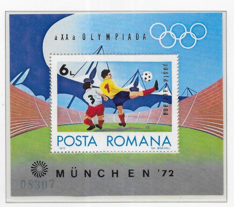 Romania C187 1972 Olympics Soccer s.s. 2022 Scott c.v. $7.50