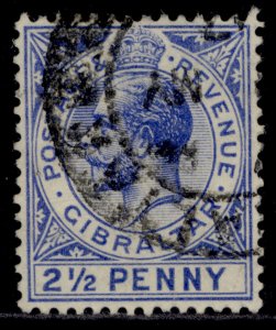 GIBRALTAR GV SG79a, 2½d deep bright blue, FINE USED.