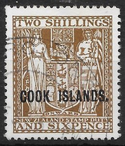 COOK ISLANDS SG118 1936 2/6 DEEP BROWN OVERPRINT ON NZ ARMS STAMP USED (r)