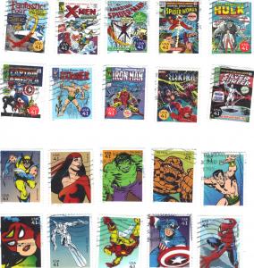 .41 cent Marvel Comic Heroes-used set of 20-scan 8/9