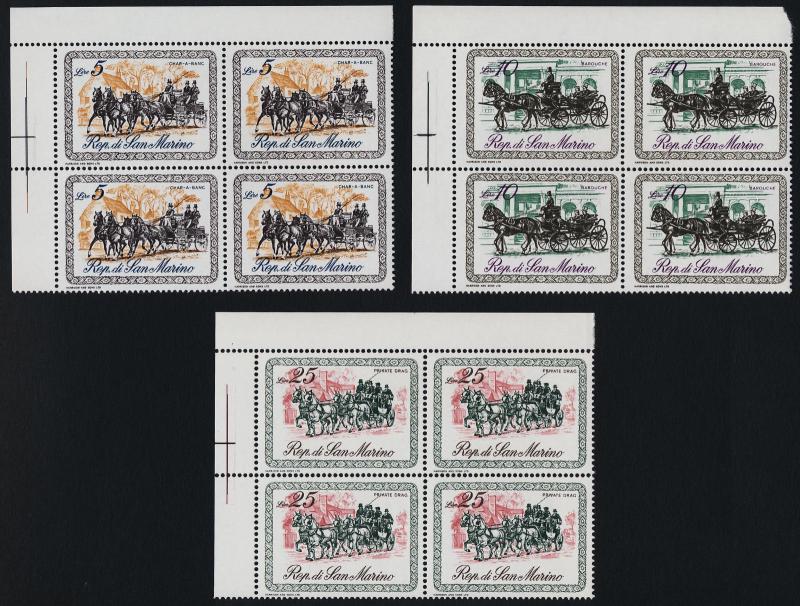 San Marino 703-9 TL Blocks MNH Horse & Coach