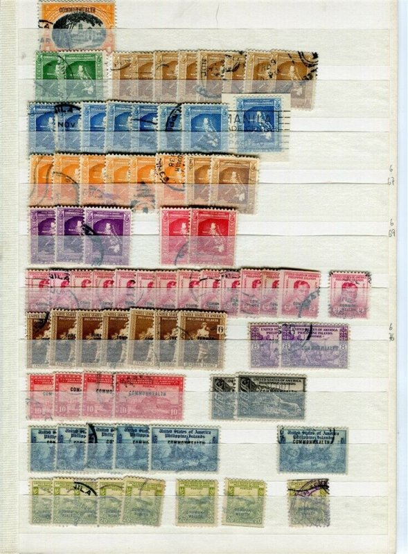 PHILIPPINES; 1940s-50s fine DUPLICATED USED LOT , + POSTMARKS