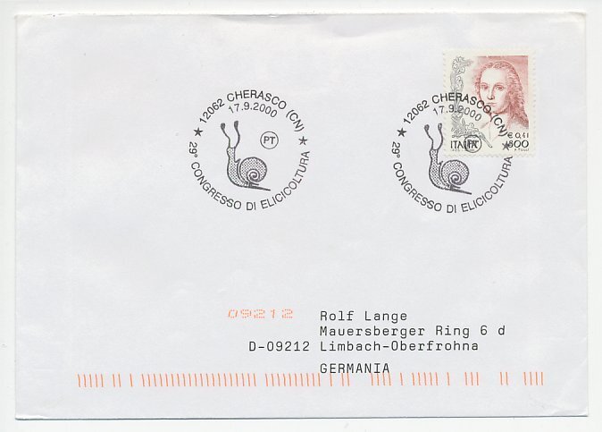 Cover / Postmark Italy 2000 Snail Congress