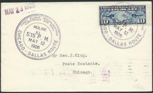 USA 1926 first flight cover Moline to Chicago......................38671