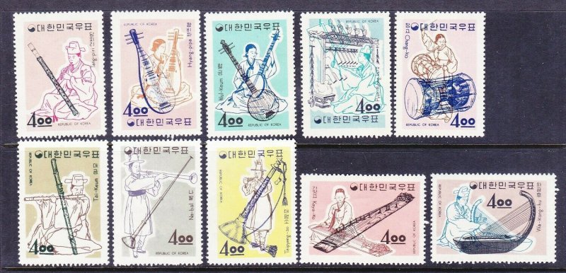 Korea 417-26 Mint OG 1963 Musical Instruments Complete Set of 10 Cv $57.50