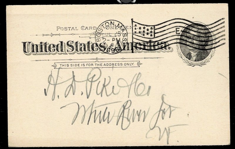 Dollar Box - 1896 Boston American Flag cancel - E on GPC