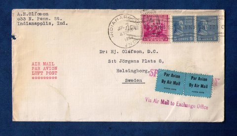 US Sc #810 Pair and Sc #836 On A Cover to Sweden F-VF