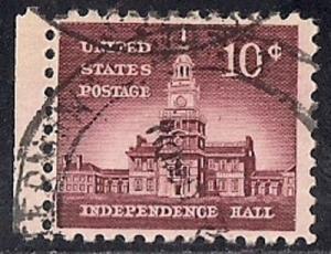 1044 10 cent 1956 Independence Hall, used F-VF