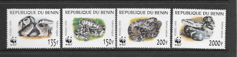 BENIN #1086a-d WWF SNAKES MNH