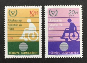 Turkey 1981 #b182-3, International Year of the Disabled, MNH.