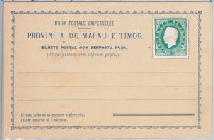 PORTUGAL colonies : MACAU & TIMOR -  POSTAL STATIONERY double CARD: H & Ga # 4