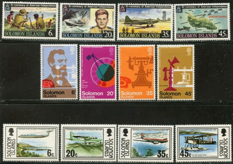 SOLOMON IS. Sc#333-344 1976 Three Complete Sets OG Mint LH