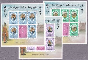 Antigua 623-625 Lady Diana Princess of Wales MNH Royal Wedding 1981