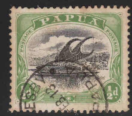 Papua New Guinea Scott 41, Lakotoi ship, used upside down wmk 13, perf 11