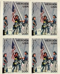B2 Semi Postal,  Heroes of New York, Sheet of 20 First Class   2002