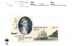 United States Postage Stamp, #1731-1733 Mint NH, 1978 Captain Cook (AE)