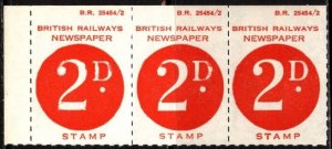 1965 Great Britain British Transport Commission Railways 2 Pence Newspaper Stamp